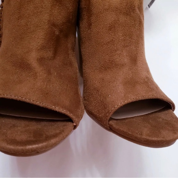 Booties Ankle Boots Stacked Heel Brown - Picture 3 of 6